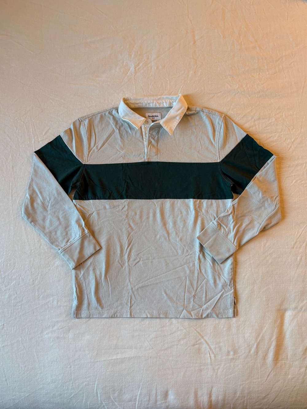 NWOT Collared Rugby Shirt in Stone and Green
